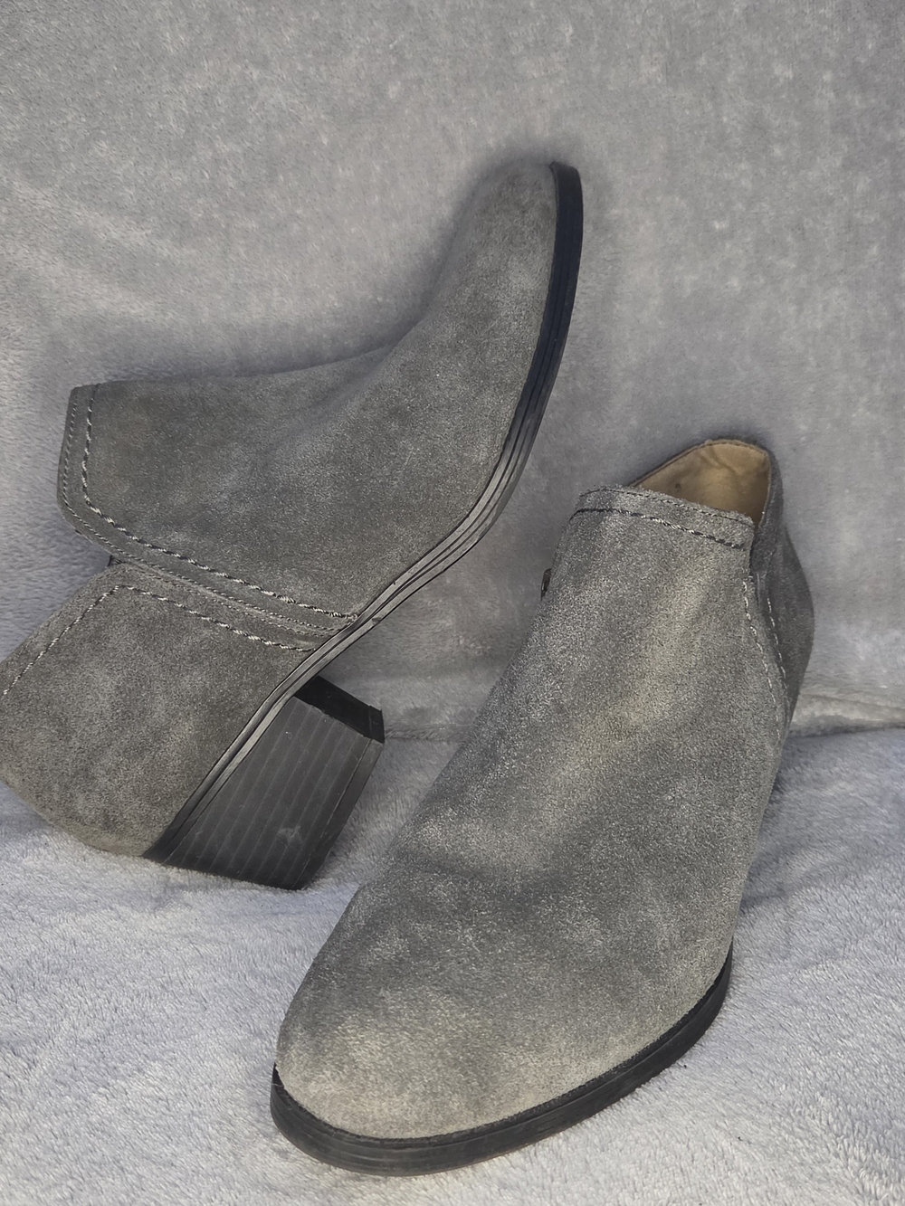 Naturalizer Gray Suede Ankle Zip Boots - Stylish Low Heel